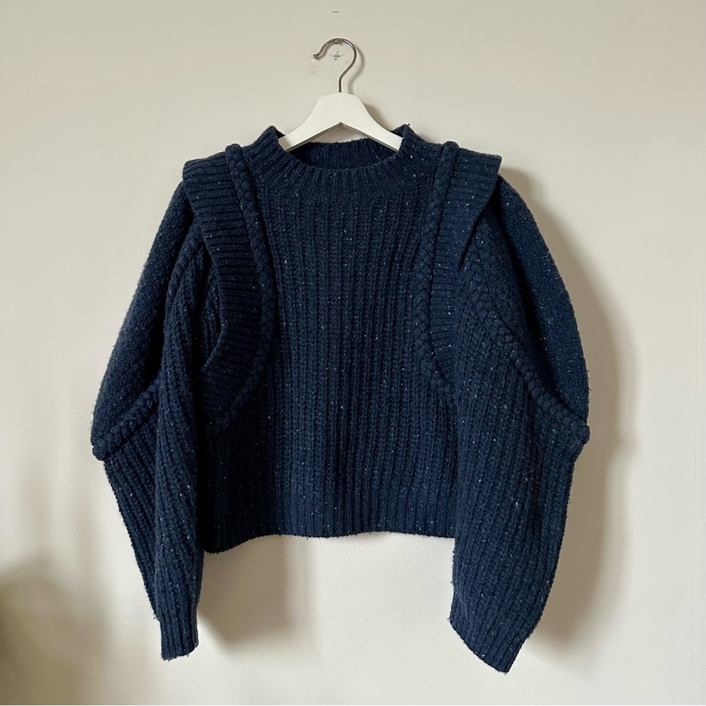 Sea New York Giada Puff Sleeve Chunky Knit Sweater Navy Size Medium - Picture 3 of 9